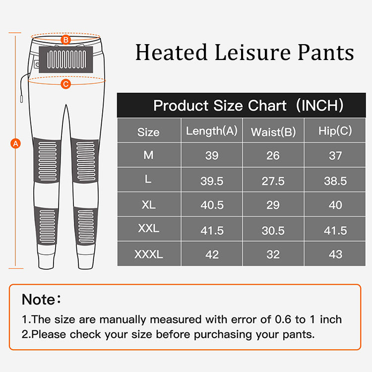 Electric Heated Pants for Men Women 6 Warm Heating Pads 3 Temperature Settings for Winter Cycling, Hiking, Trekking, Outdoor Lovers and Workers (No Battery)