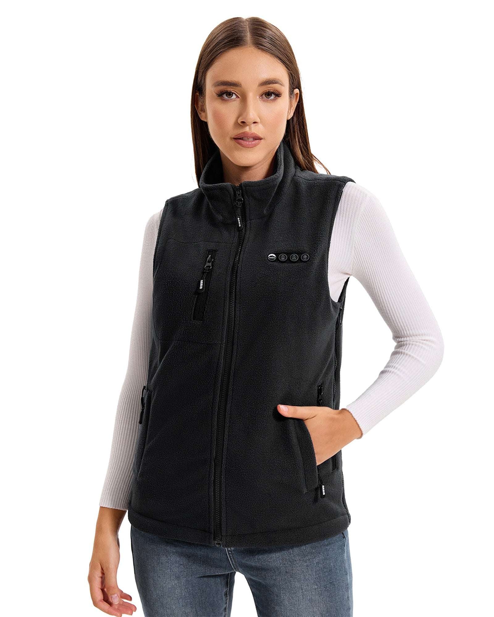 black heated fleece vest