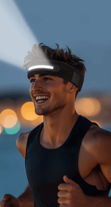 LED Rechargeable Running Headlamp Headband Waterproof 3 Modes USB Hiking Light