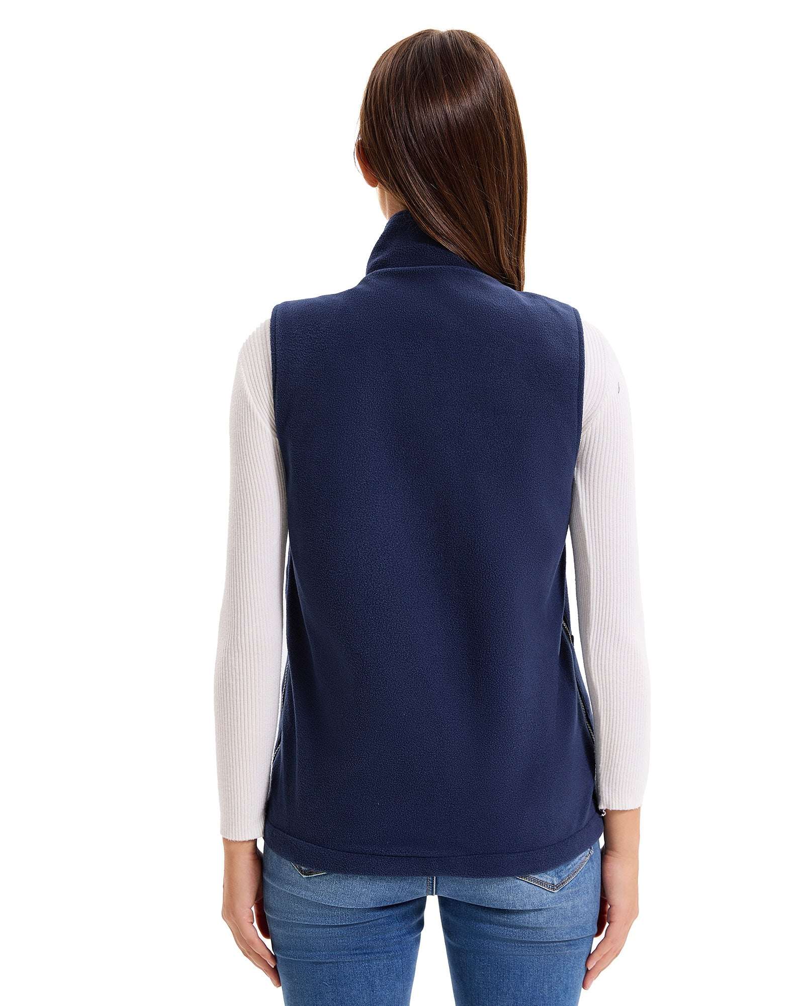 navy blue heated fleece vest for women