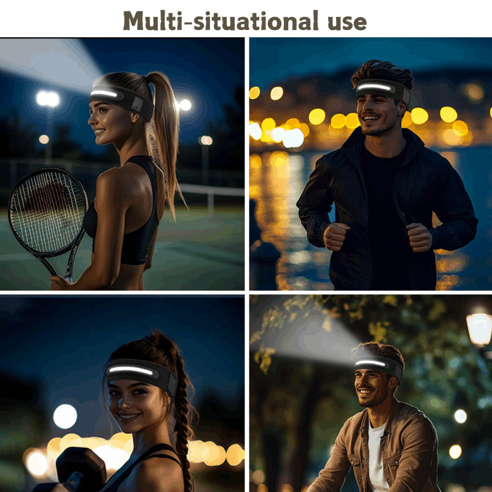LED Rechargeable Running Headlamp Headband Waterproof 3 Modes USB Hiking Light