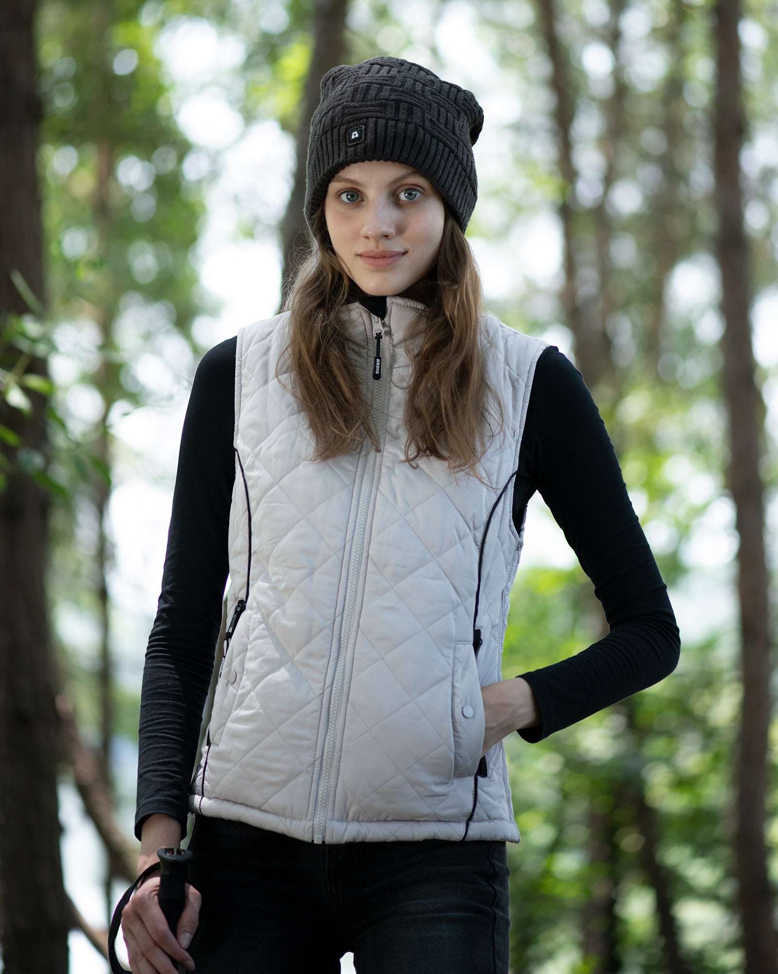 ARRIS Heated Vest for Women, Size Adjustable 7.4V Electric Warm Vest 8 Heating Panels with Battery Pack(Grey White)