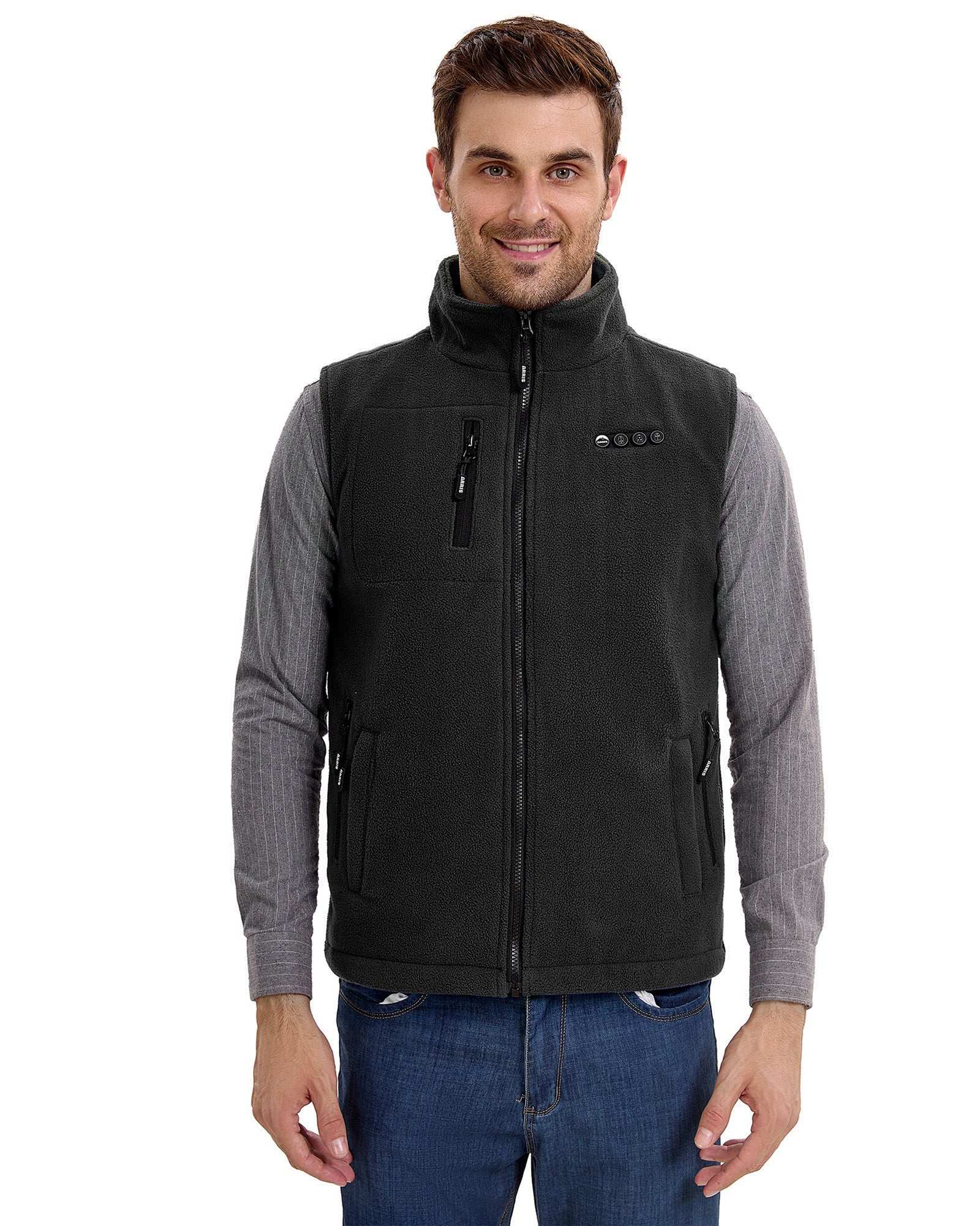 ARRIS Fleece Heated Vest for Men with 7.4V Rechargable Battery Electric Warm Vest 8 Heating Panels Size Adjustable for Hiking Cycling...