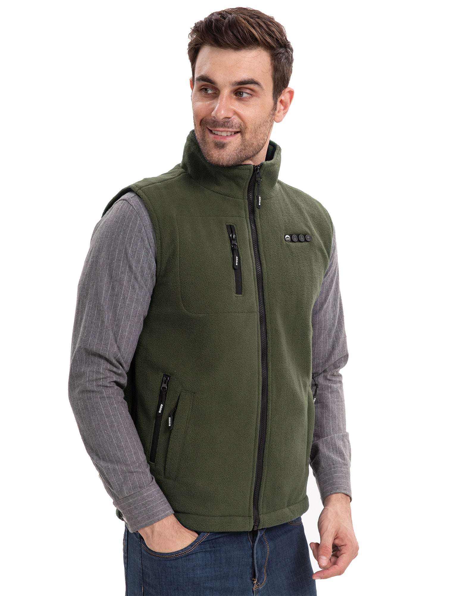 army green heated fleece vest
