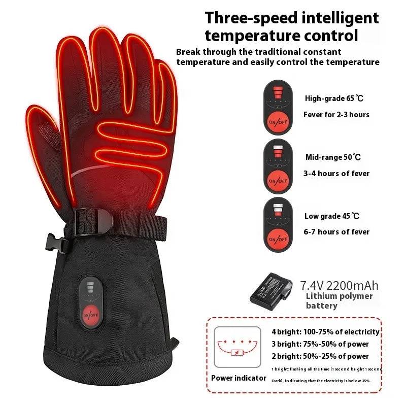 ARRIS 7.4V Heated Gloves for Men Windproof Warm Duty Leather Insulated Non-Slip Wear-Resistant with 2200mAh Rechageable Batteries