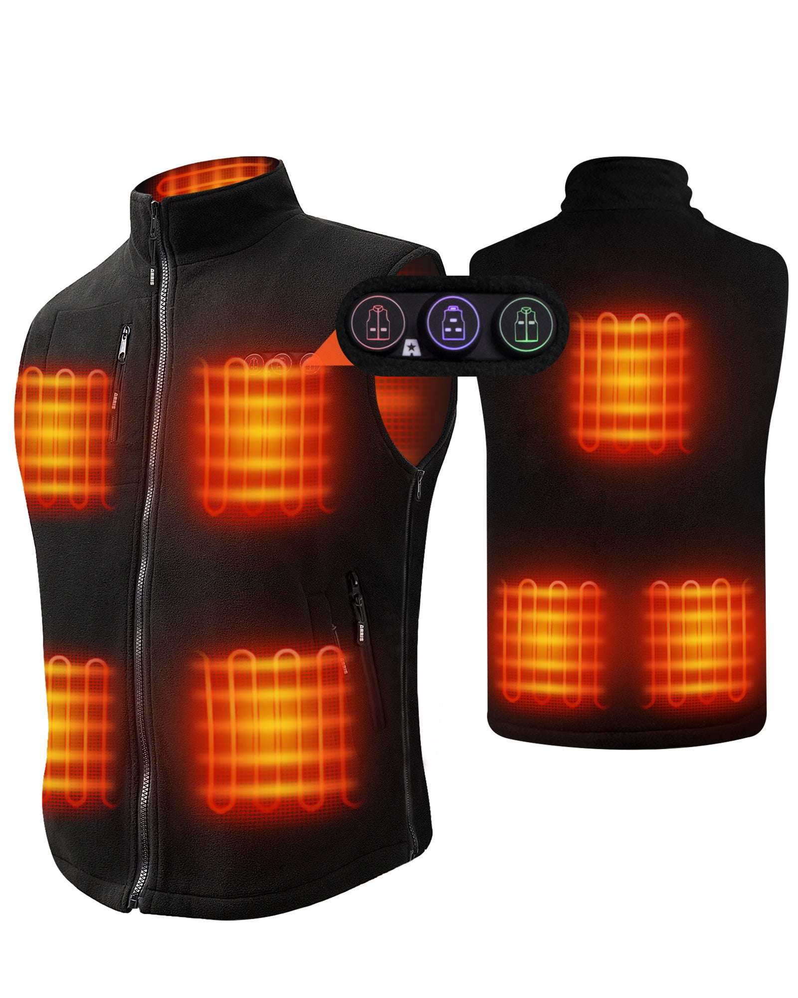 ARRIS Fleece Heated Vest for Men with 7.4V Rechargable Battery Electric Warm Vest 8 Heating Panels Size Adjustable for Hiking Cycling...