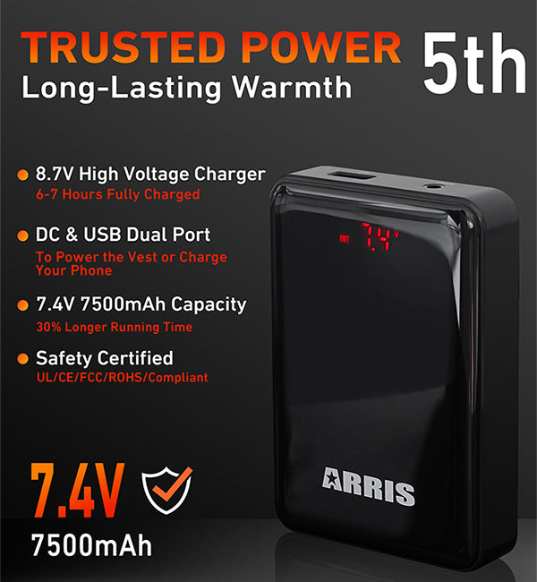 ARRIS Women's Classic Heated Vest 7.4V Size Adjustable Heatable Vest