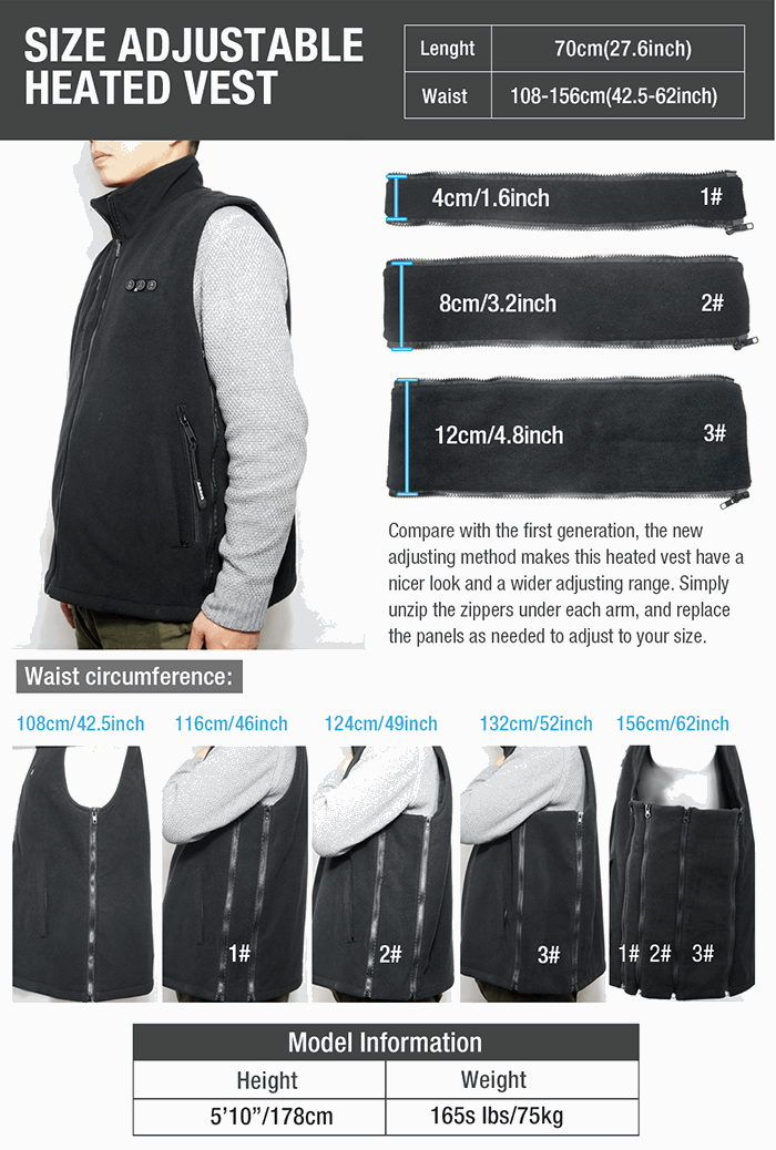arris size adjustable heated vest