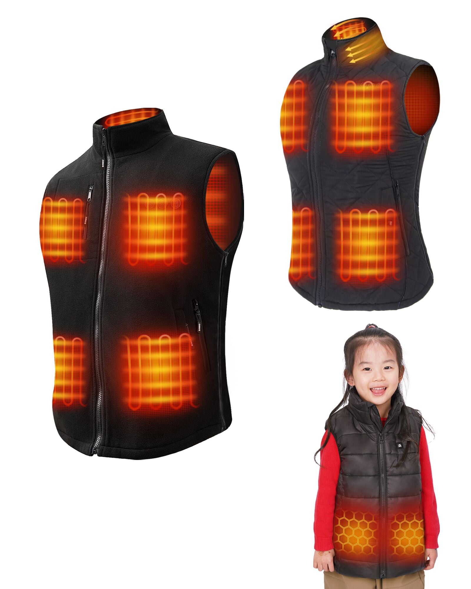 Family Heated Vest Bundle — Men’s + Women’s + Kids (3-Piece Set)