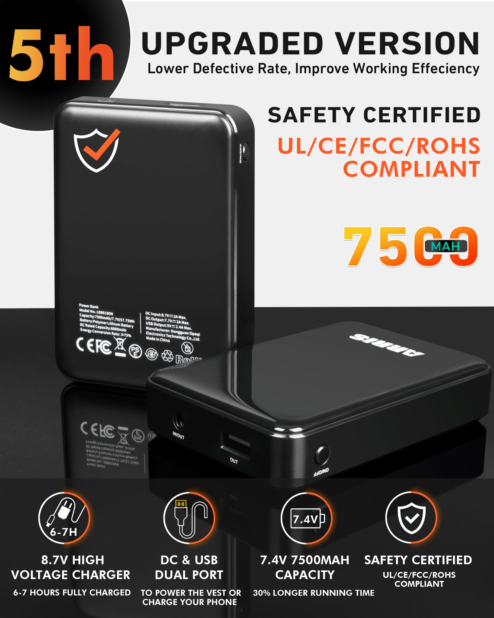 7.4V Battery for Heated Jacket