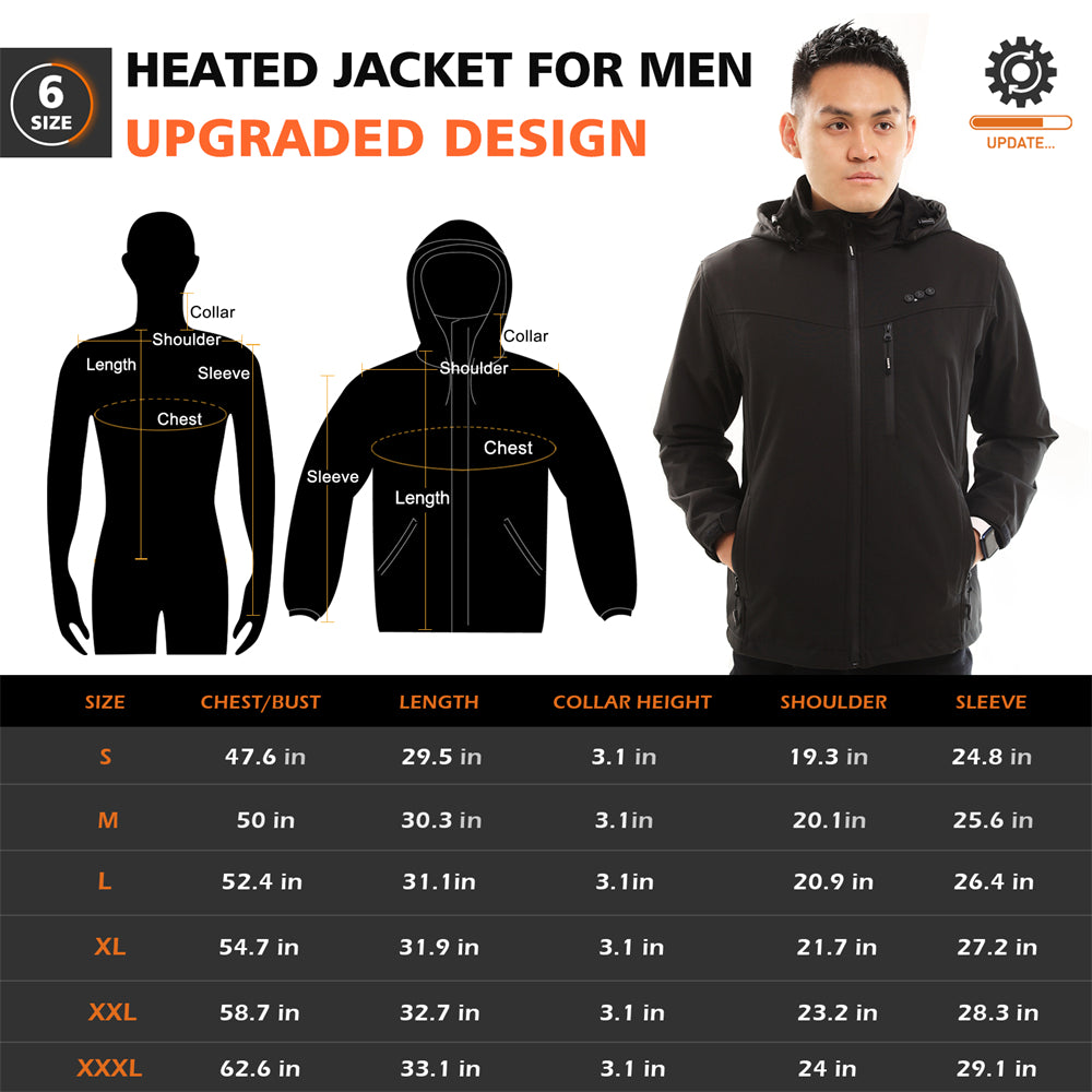 ARRIS Heated Jacket for Men with Battery Pack Winter Outdoor Softshell Electric Heating Coat