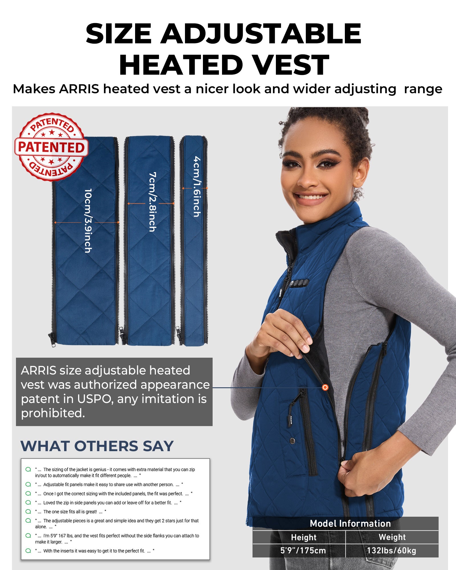 ARRIS Heated Vest for Women Size Adjustable