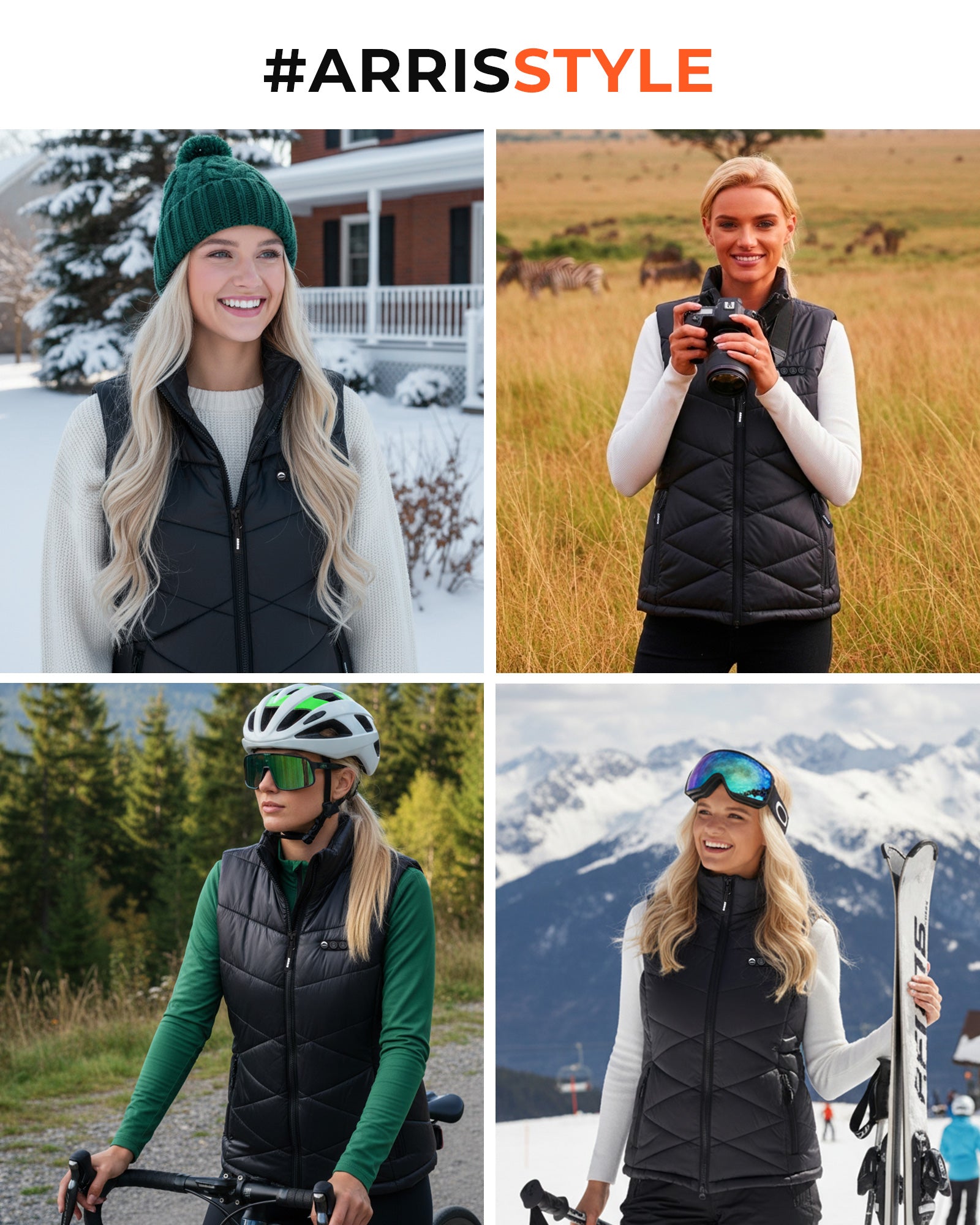 ARRIS 12V Womens Heated Puffer Vest Lightweight Electric Heating Vests