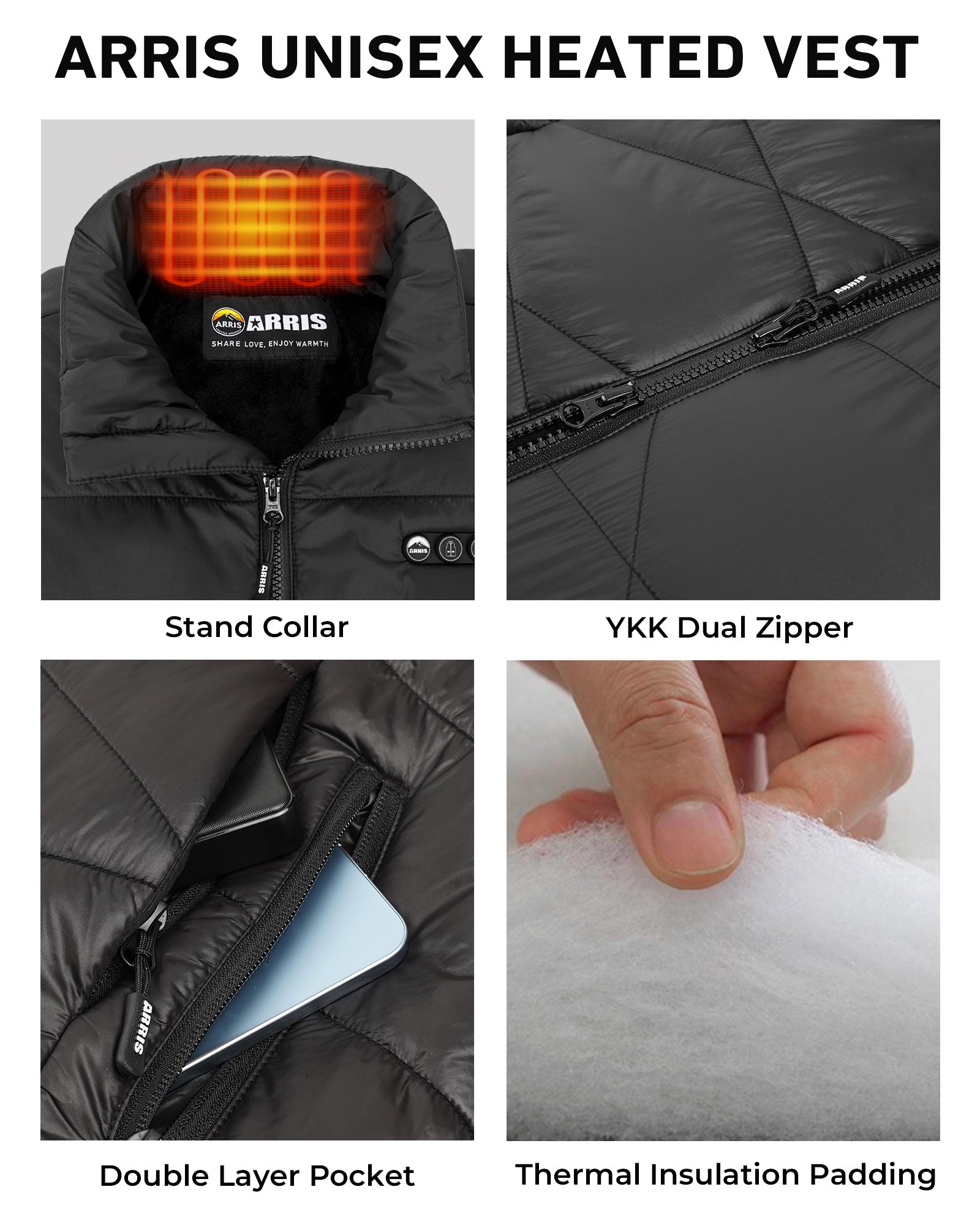 New ARRIS 12V Men's Heated Puffer Vest