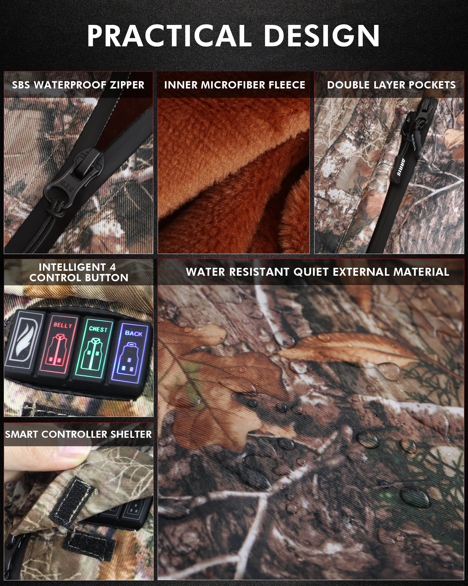 DUKUSEEK Heated Hunting Vest with Battery Pack Size Adjustable for Hunting