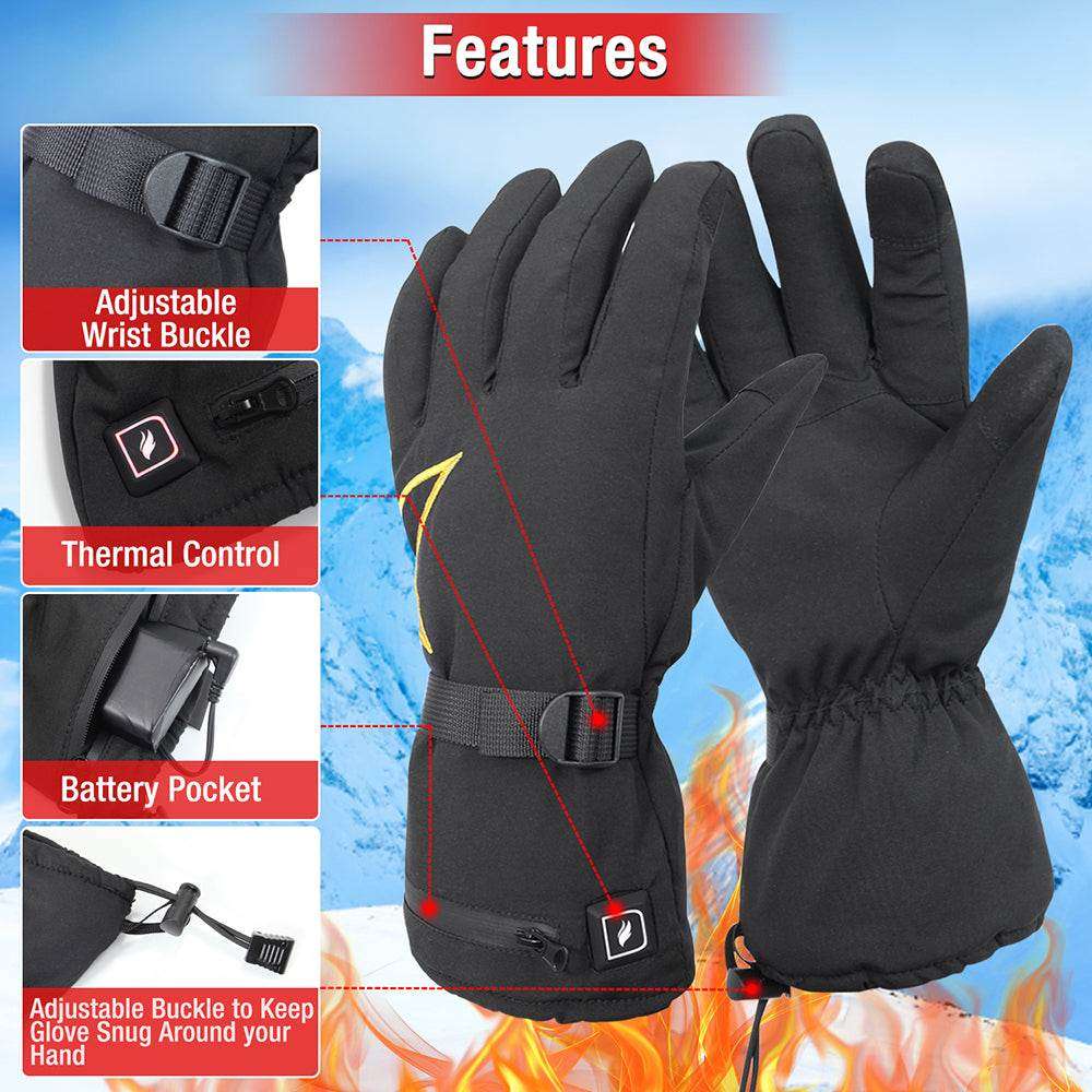 DUKUSEEK Heated Gloves for Men Women, Battery Powered Electric Glove with Touchscreen for Outdoor Activities