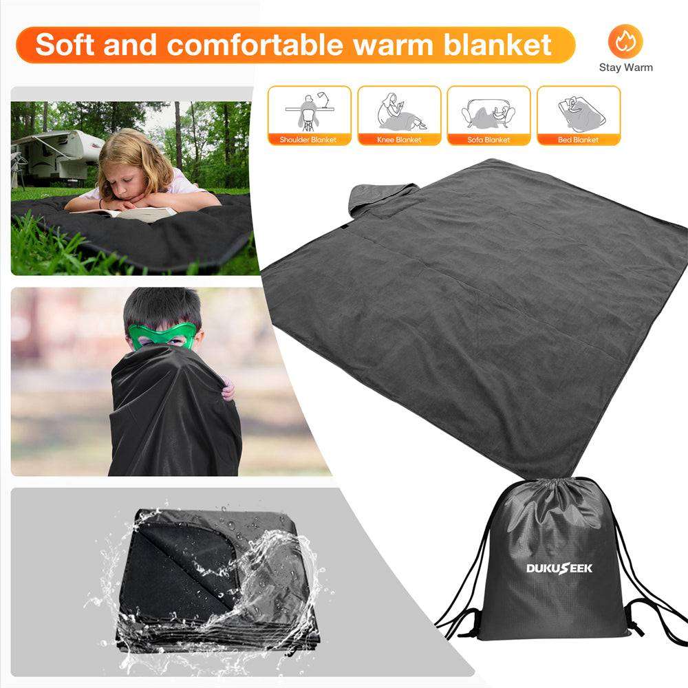 DUKUSEEK Hooded Stadium Blanket for Kids, Small Waterproof Outdoor Blankets with Fleece Linner, Kids Outdoor Wearable Blanket for Sporting Events, Camping, Picnic, Games, Stadium, 56‘’x28‘’