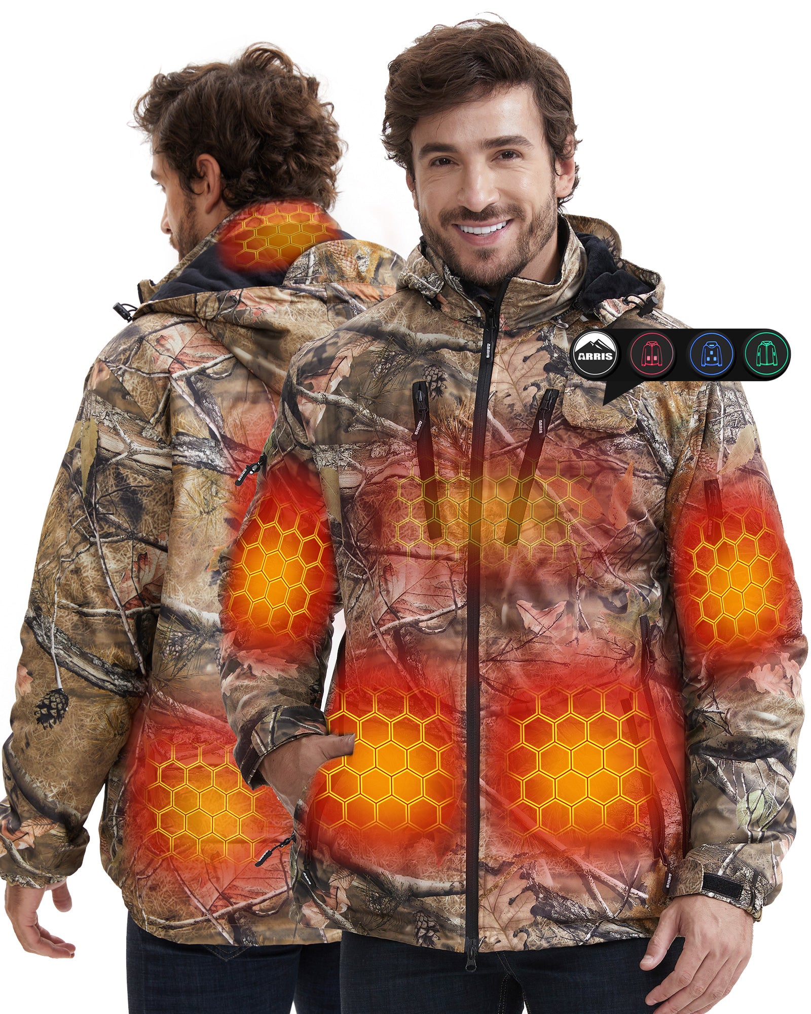 ARRIS Camo Heated Jacket for Hunting, Fishing & Outdoor Work