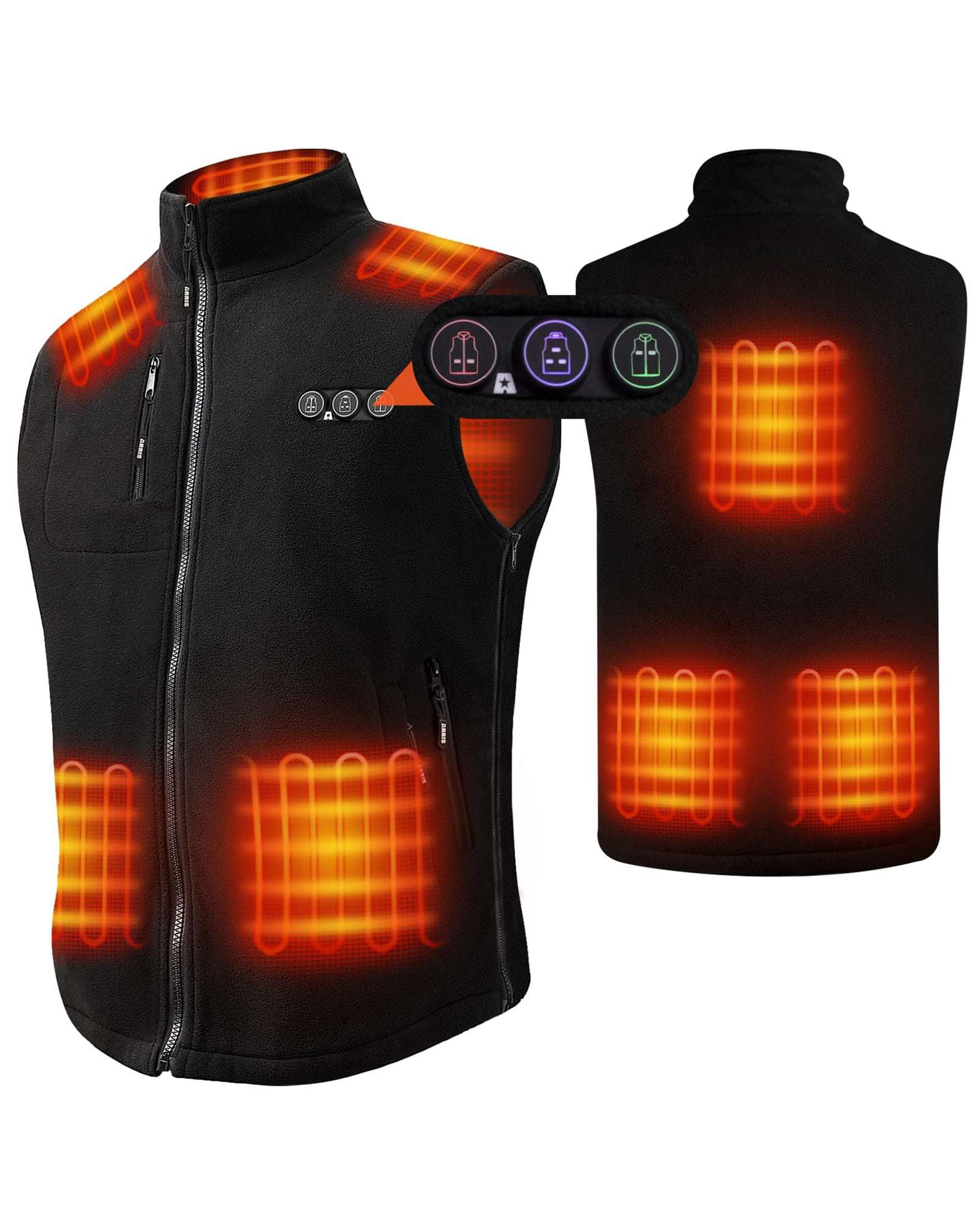 ARRIS Heated Mens Vest with Battery Pack 7.4V, Size Adjustbale Fleece Heated Vest with Shoulder Heat, Hand Warmer for Winter Hunting Skiing, Unisex