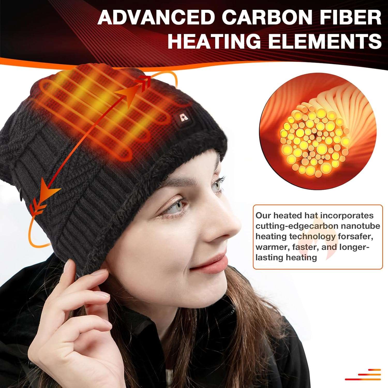 ARRIS Heated Beanie Hat, Thick Fleece Sherpa Heated Hat with 7.4V Rechargeale Battery Electric Winter Head Warmer Cap for Men Women