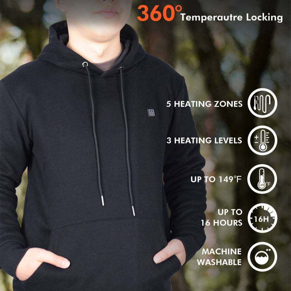 smart heated pullover hoodie for men