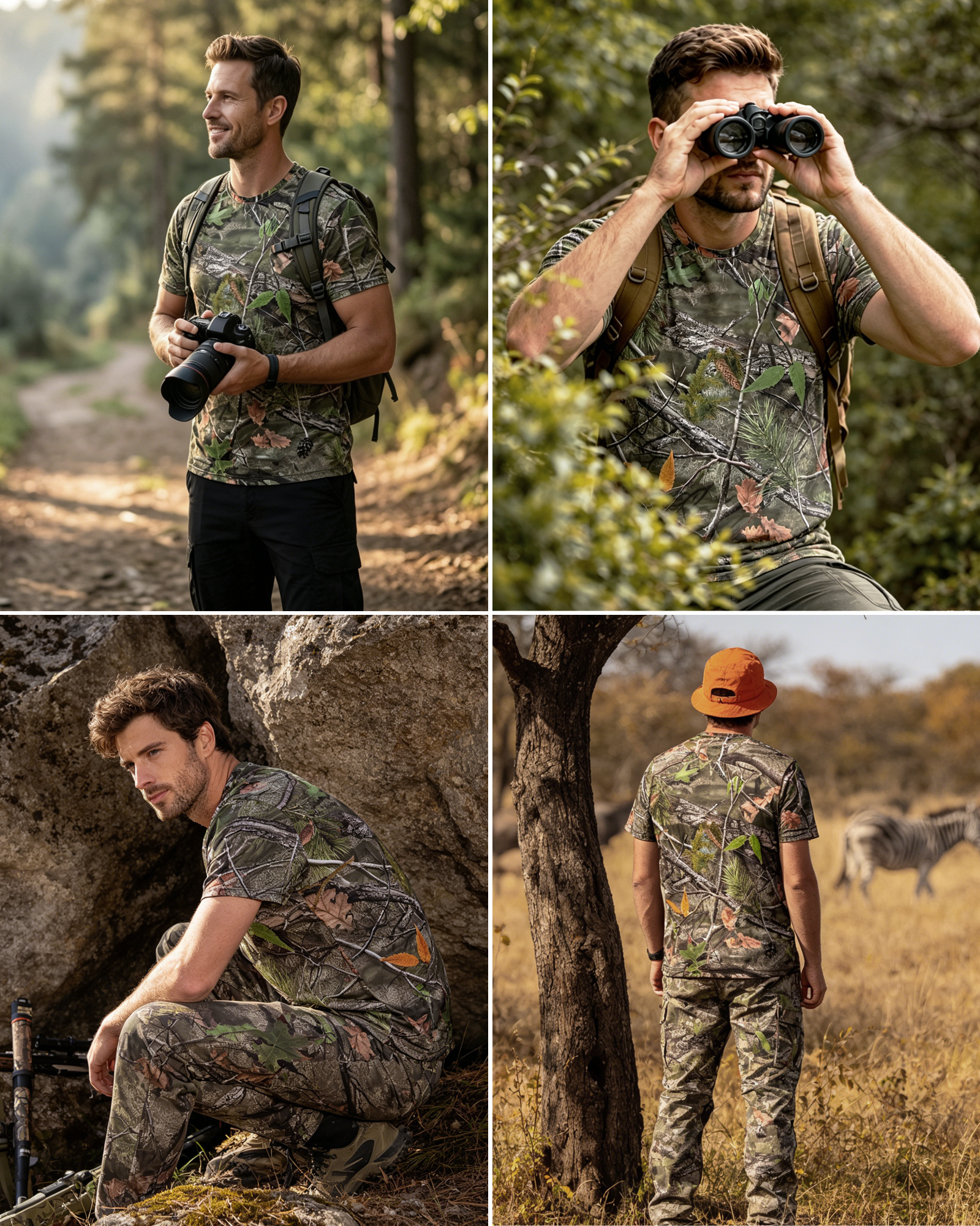 ARRIS Men's Short Sleeve Camo T-Shirt for Hunting Fishing Outdoors