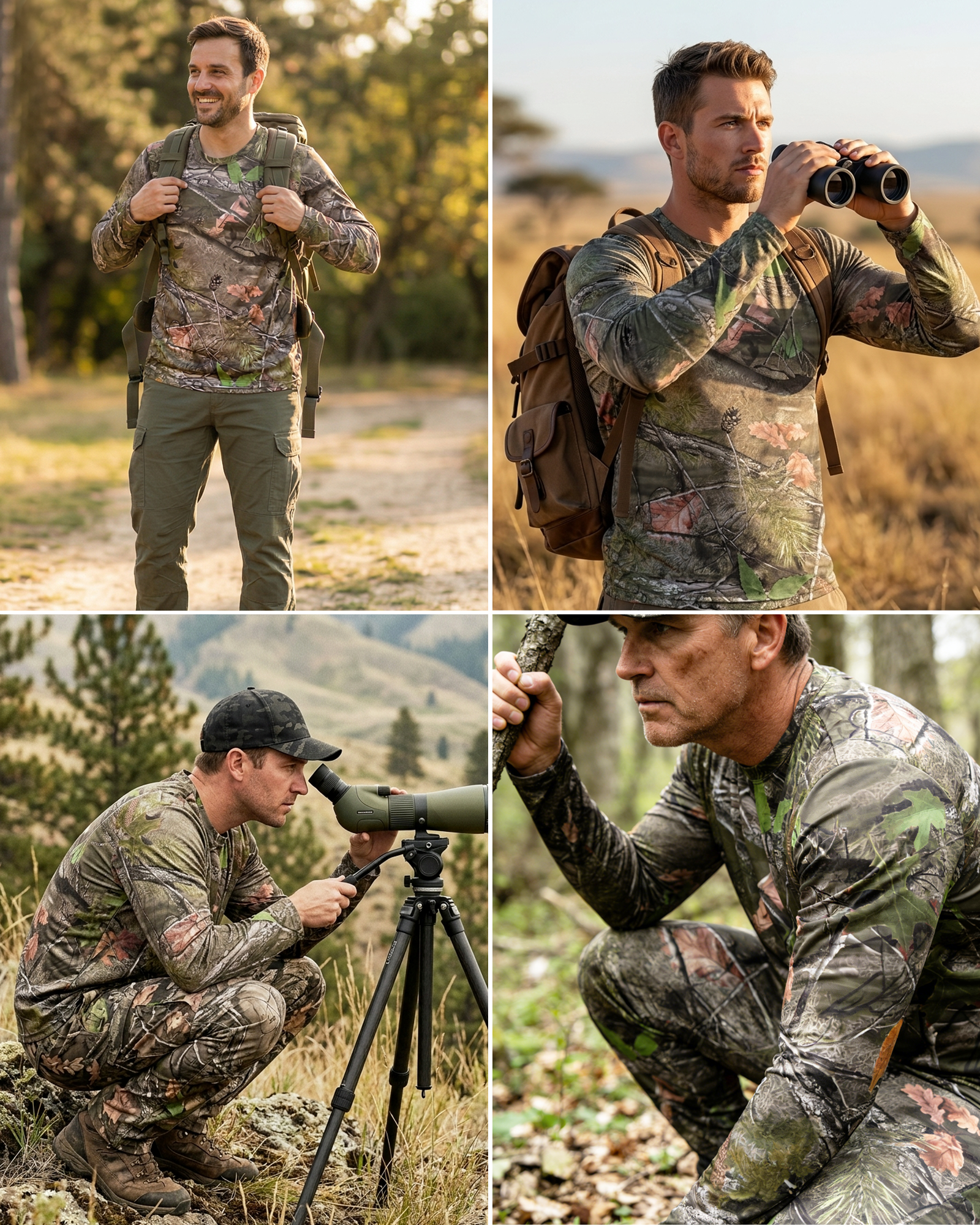 Men's Long Sleeve Camo T-Shirt for Hunting Fishing Outdoors