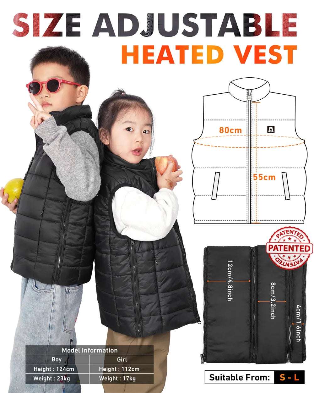 ARRIS Kids Heated Vest Boys Girls Waterproof Lightweight Electric Warming Vest with Battery Pack