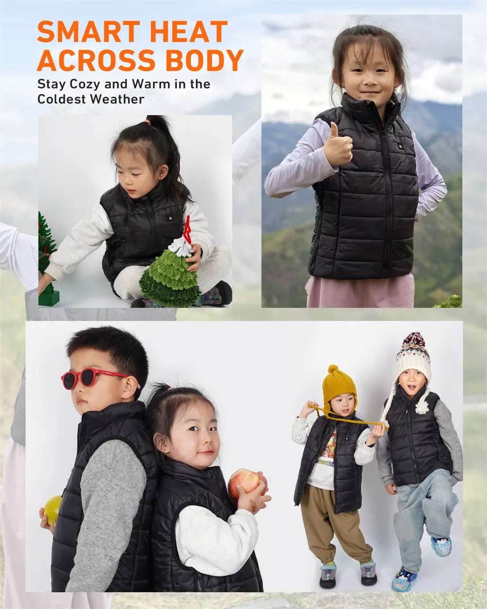 ARRIS Kids Heated Vest Boys Girls Waterproof Lightweight Electric Warming Vest with Battery Pack