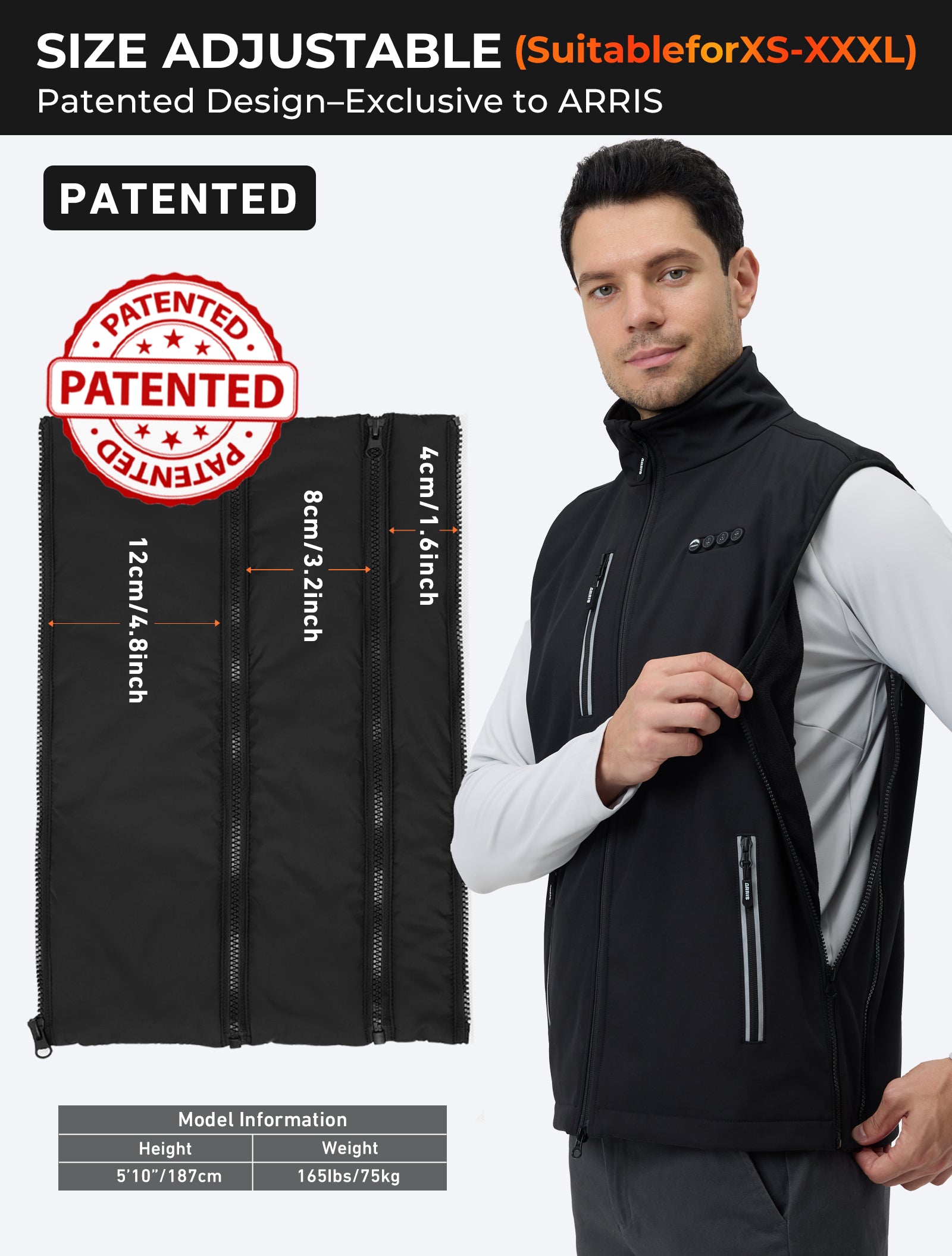 ARRIS Golf Heated Vest — 8-Zone Independent Heating | Adjustable Fit | 12-Hour Battery