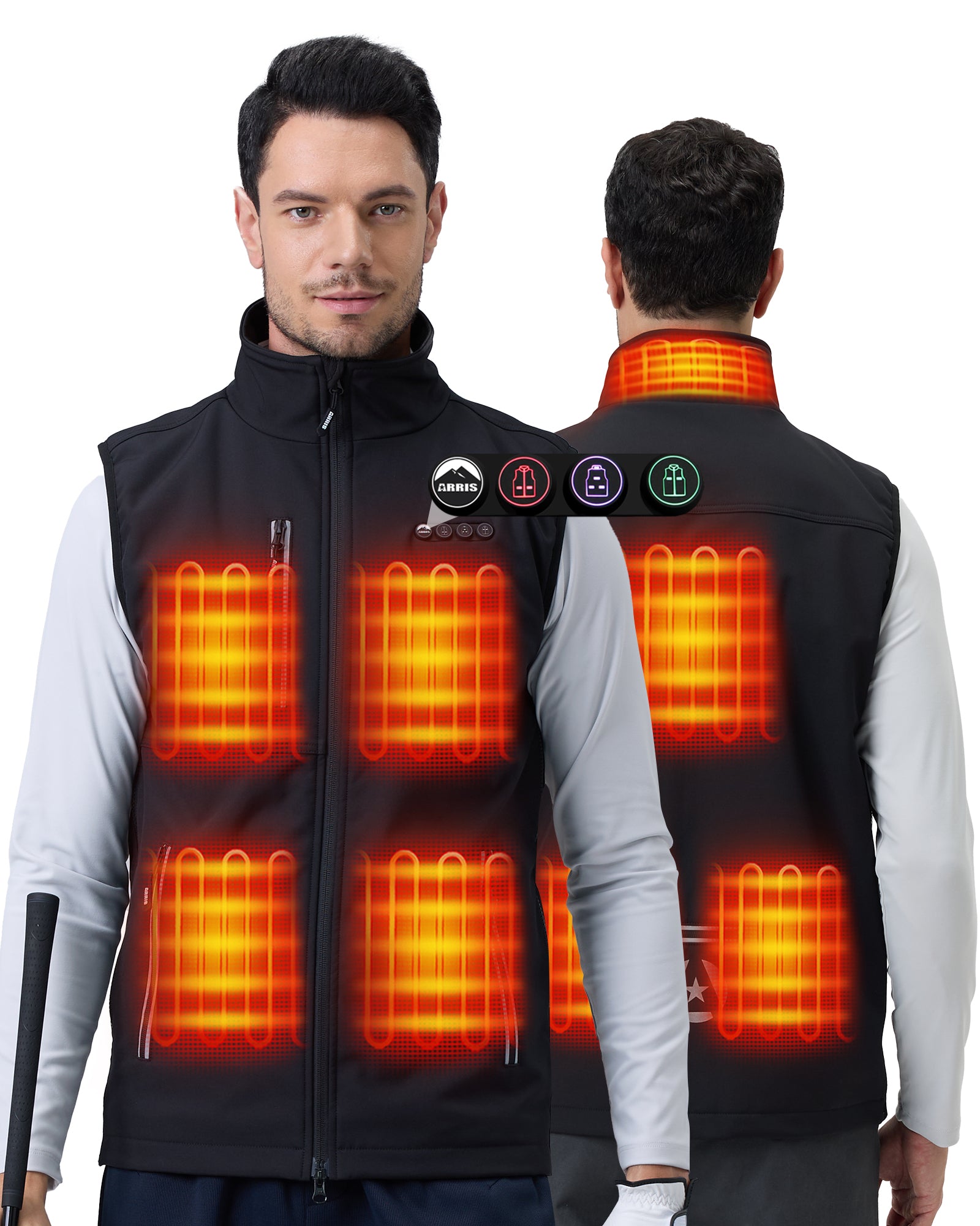 ARRIS Heated Vest for Golf 7.4V Electric Battery Powered Softshell Vest for Men