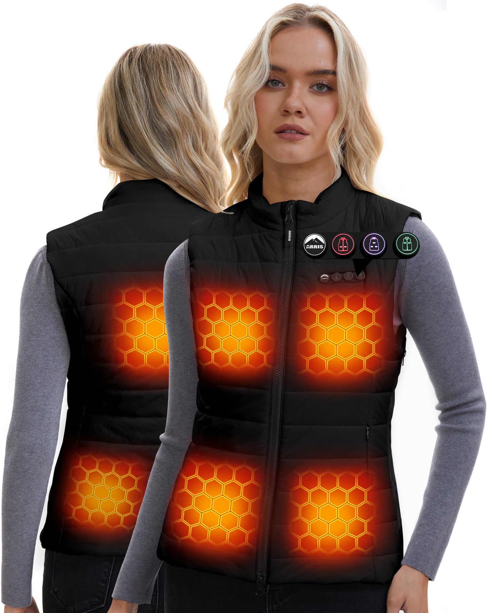 ARRIS 12V Graphene Heated Vest for Women Size Adjustable