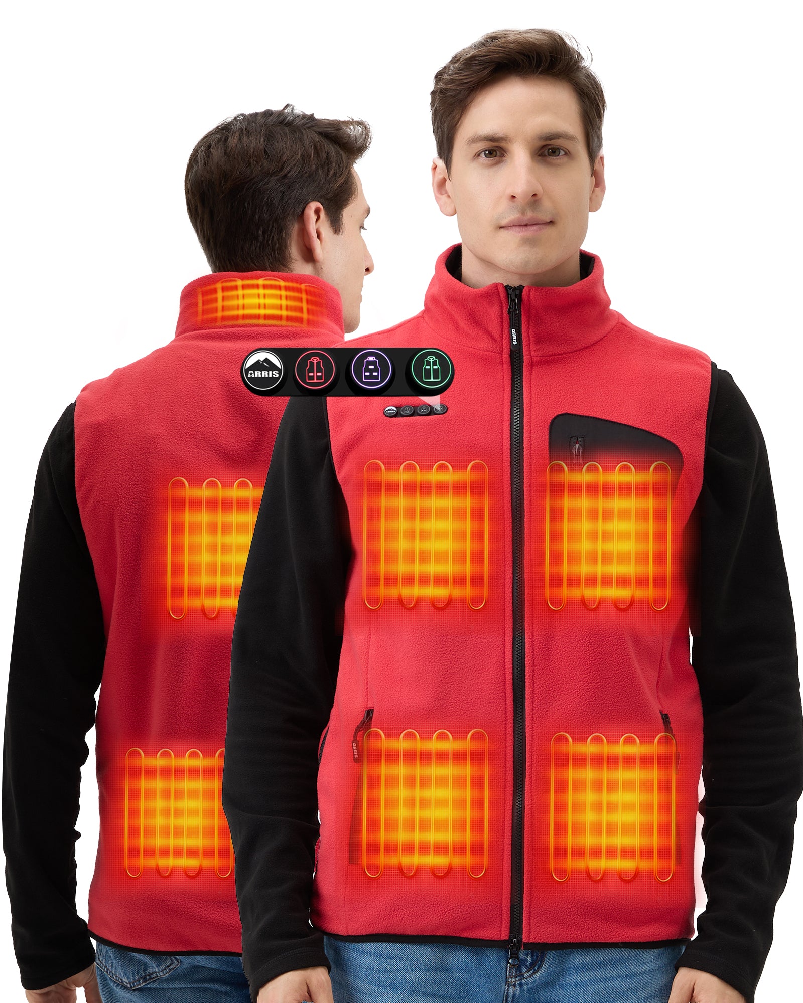 ARRIS Fleece Heated Vest with 12V Battery, Size Adjustable Heated Vest for Men Women