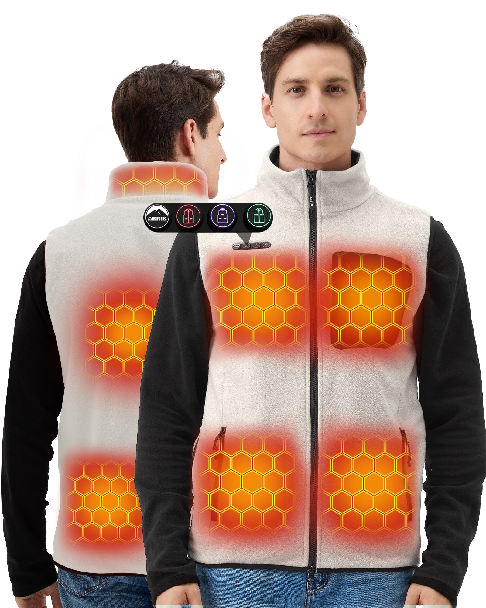 ARRIS Fleece Heated Vest with 12V Battery Size Adjustable