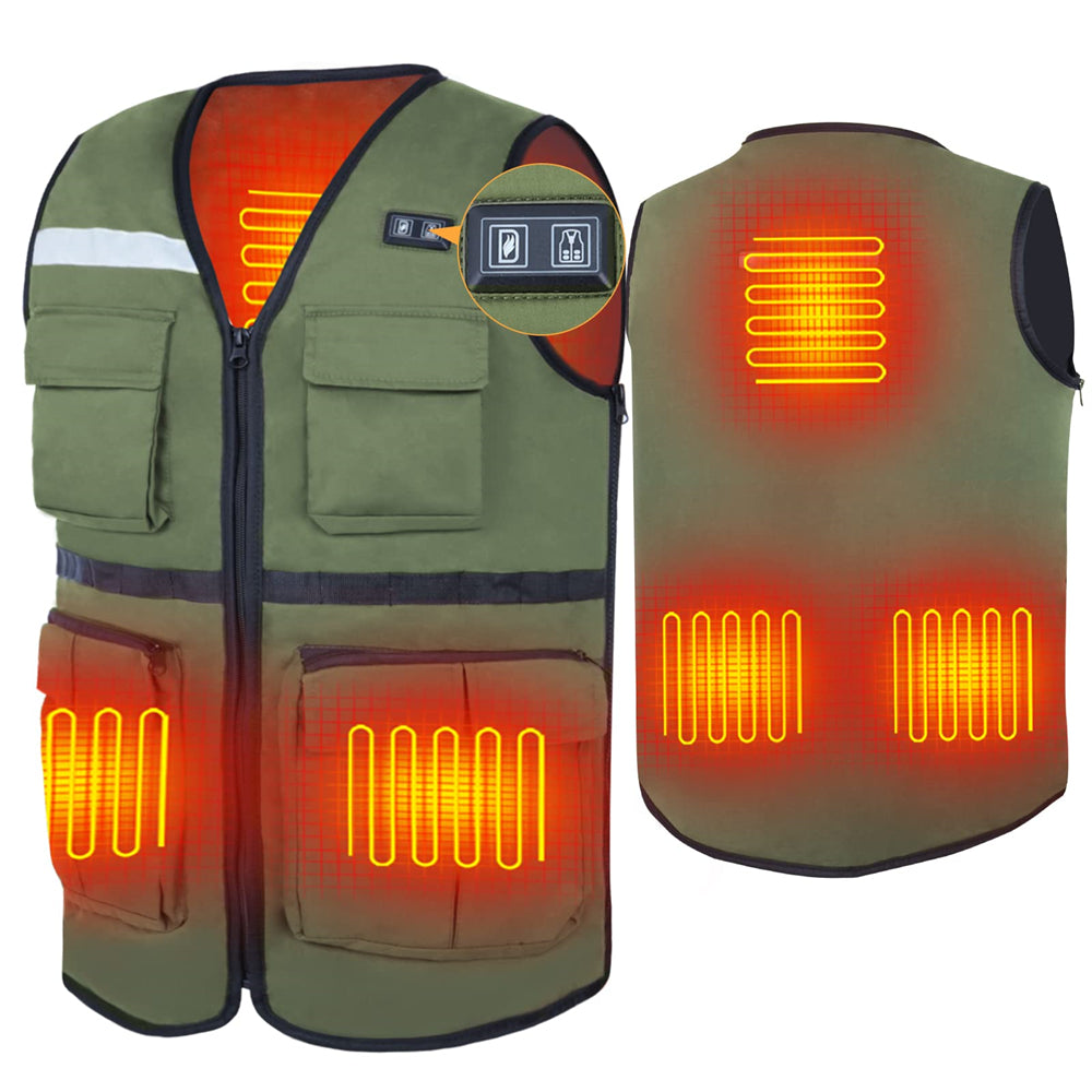 Men's Heated Fishing Vest USB Charging Multiple Pockets Size