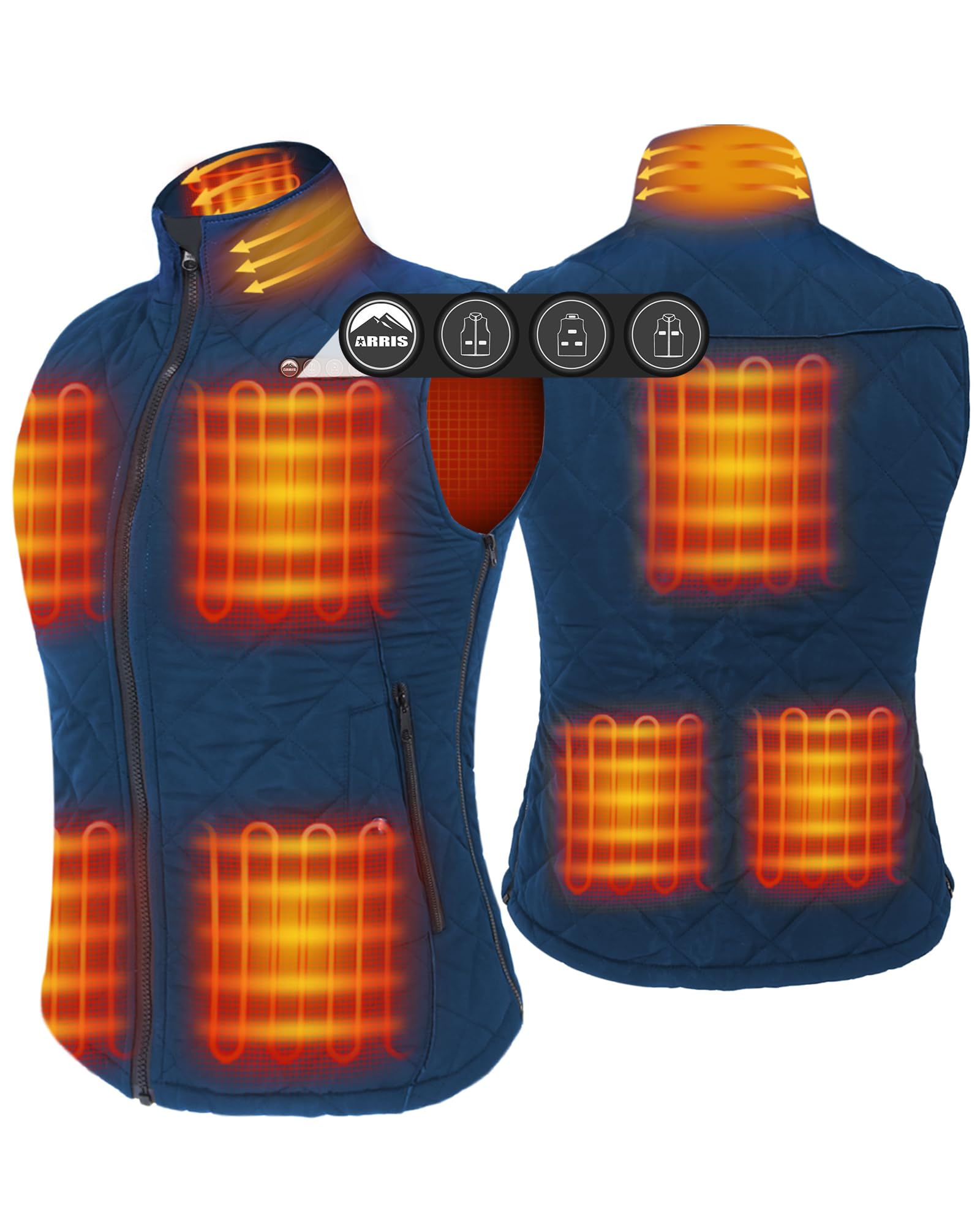 ARRIS Heated Vest for Women Size Adjustable with 8 Heating Panels & 7.4V Lipo Battery