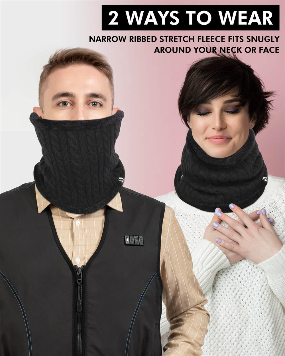 DUKUSEEK Rechargeable Heated Winter Neck Warmer for Men Women Neck Gaiter Face Scarf