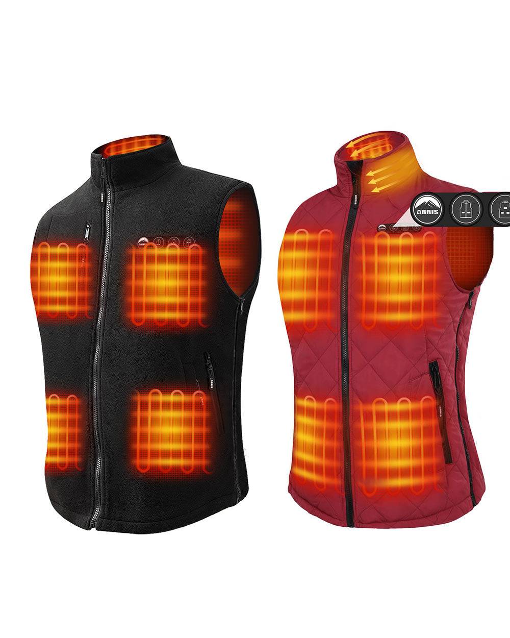 ARRIS Heated Fleece Vest for Men + Classic Heated Vest for Women