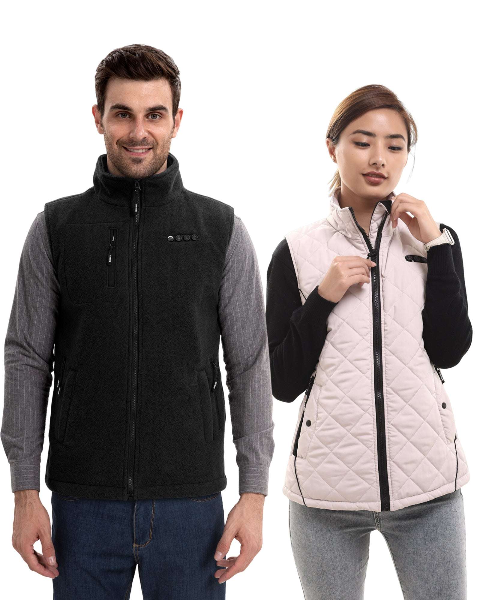 ARRIS Fleece Heated Vest for Men+Heated Vest for Women with Battery Pack Combo Sets for Hiking Cycling
