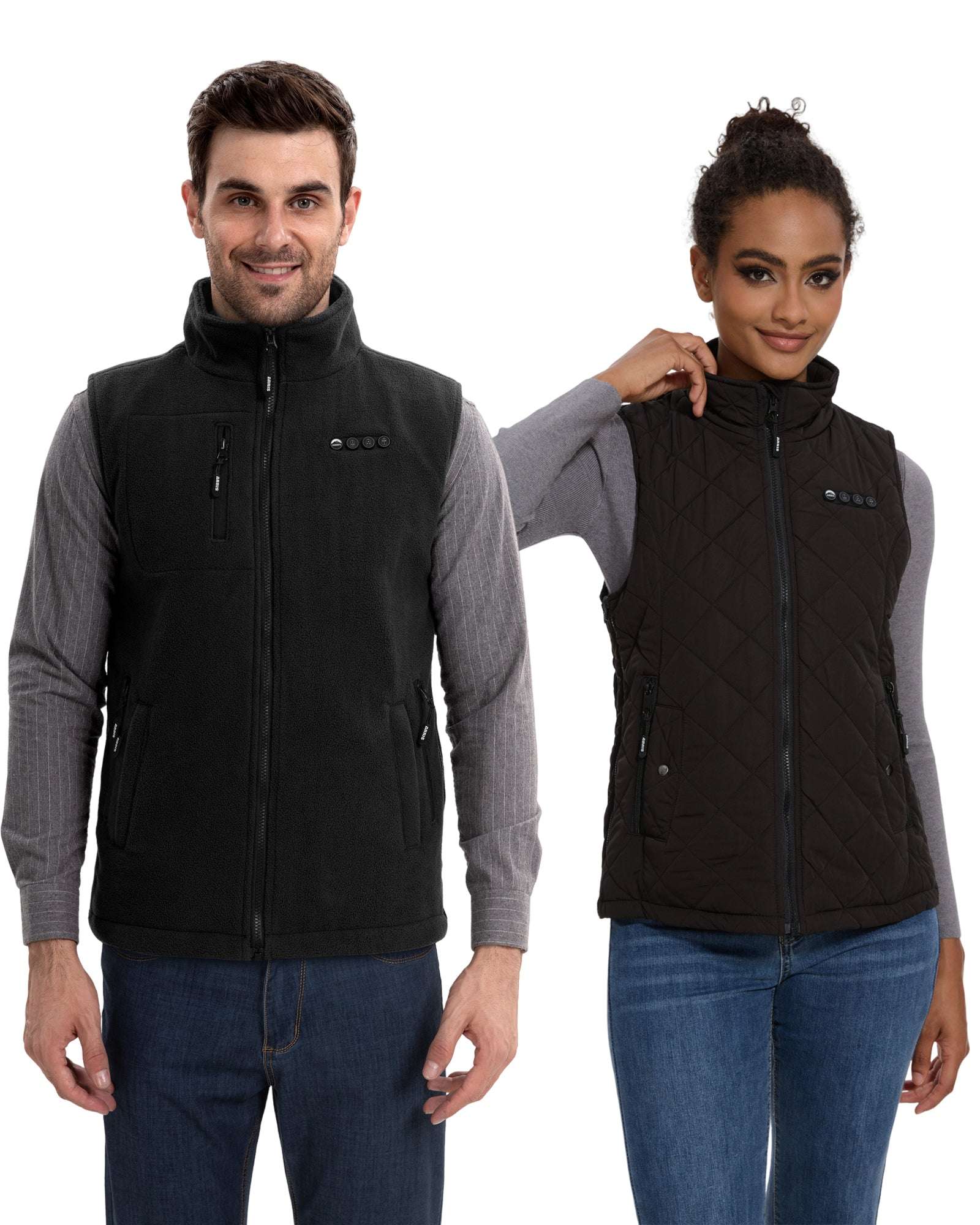ARRIS Fleece Heated Vest for Men+Heated Vest for Women with Battery Pack Combo Sets for Hiking Cycling
