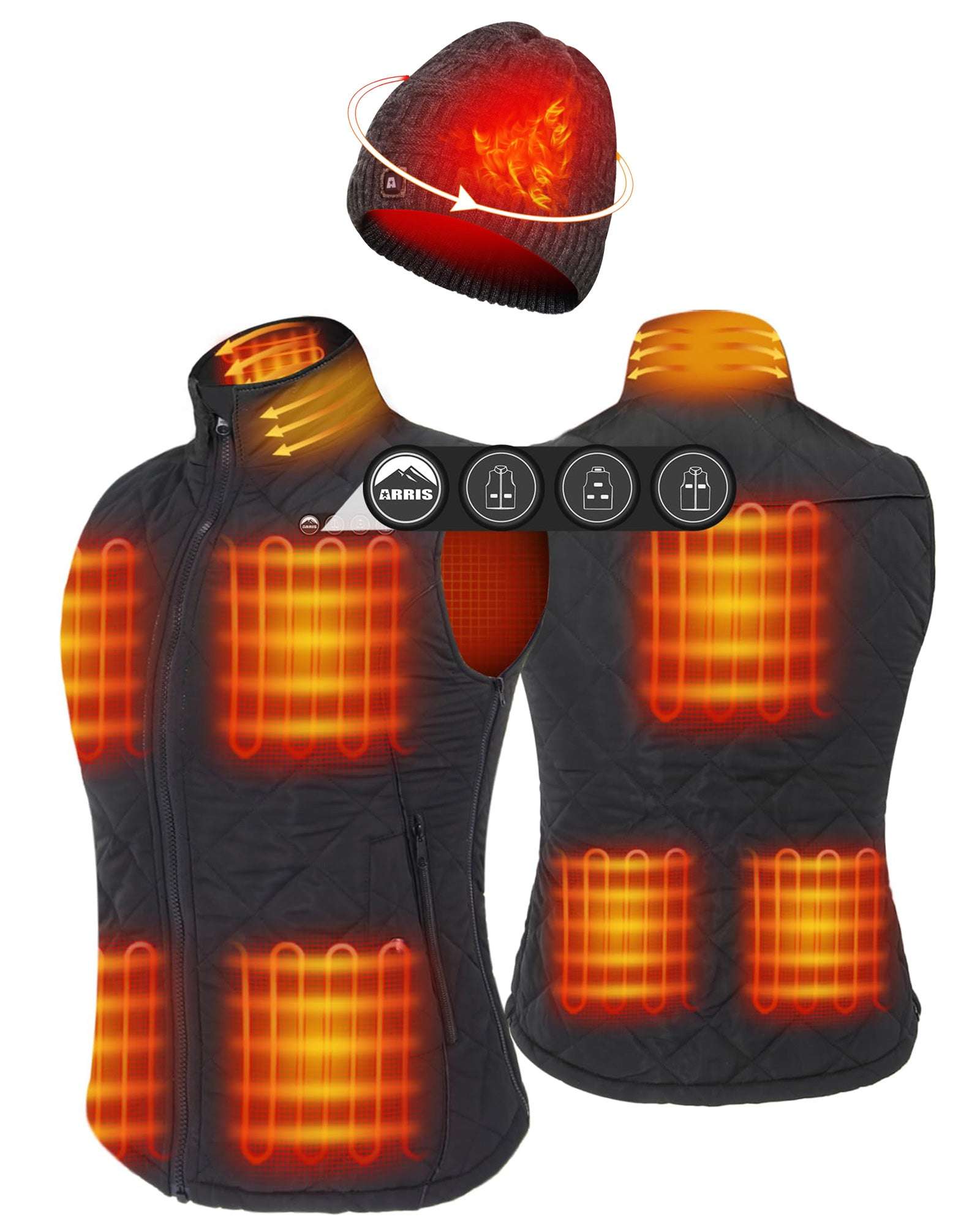ARRIS Heated Vest for Women + Heated Beanie with Battery and Charger Combo Sale