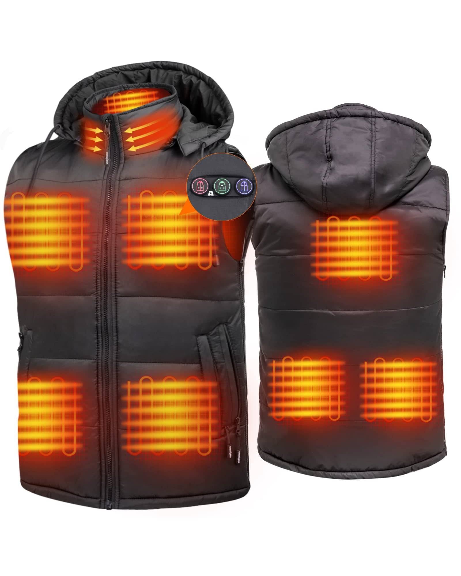 DUKUSEEK Heated Vest with Battery Pack, Lightweight Hat Detachable Unisex Size Adjustable for Outdoor Hiking Hunting