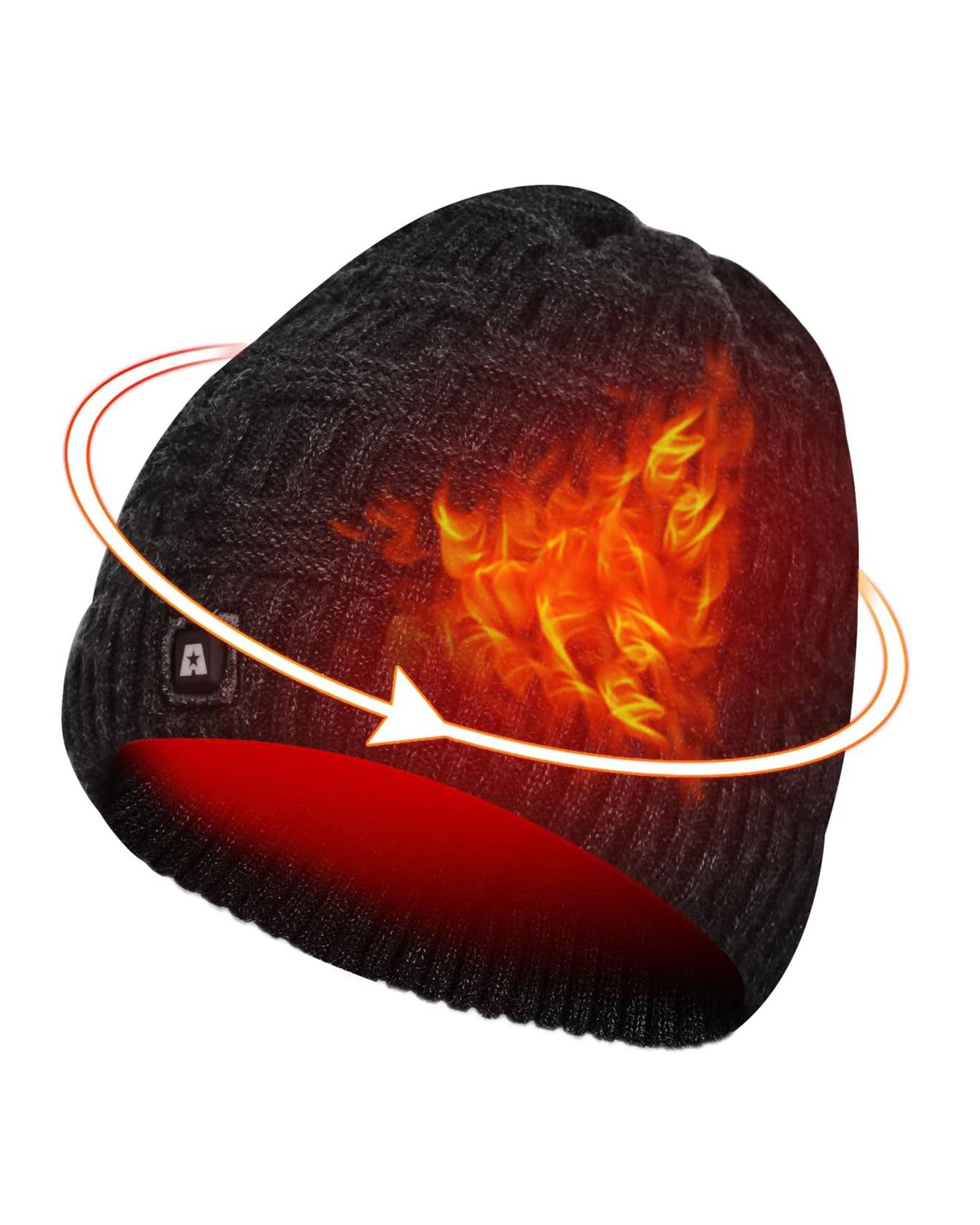 Battery Heated Beanie Electric Winter Heated Hat with Rechargeable Battery Unisex Black