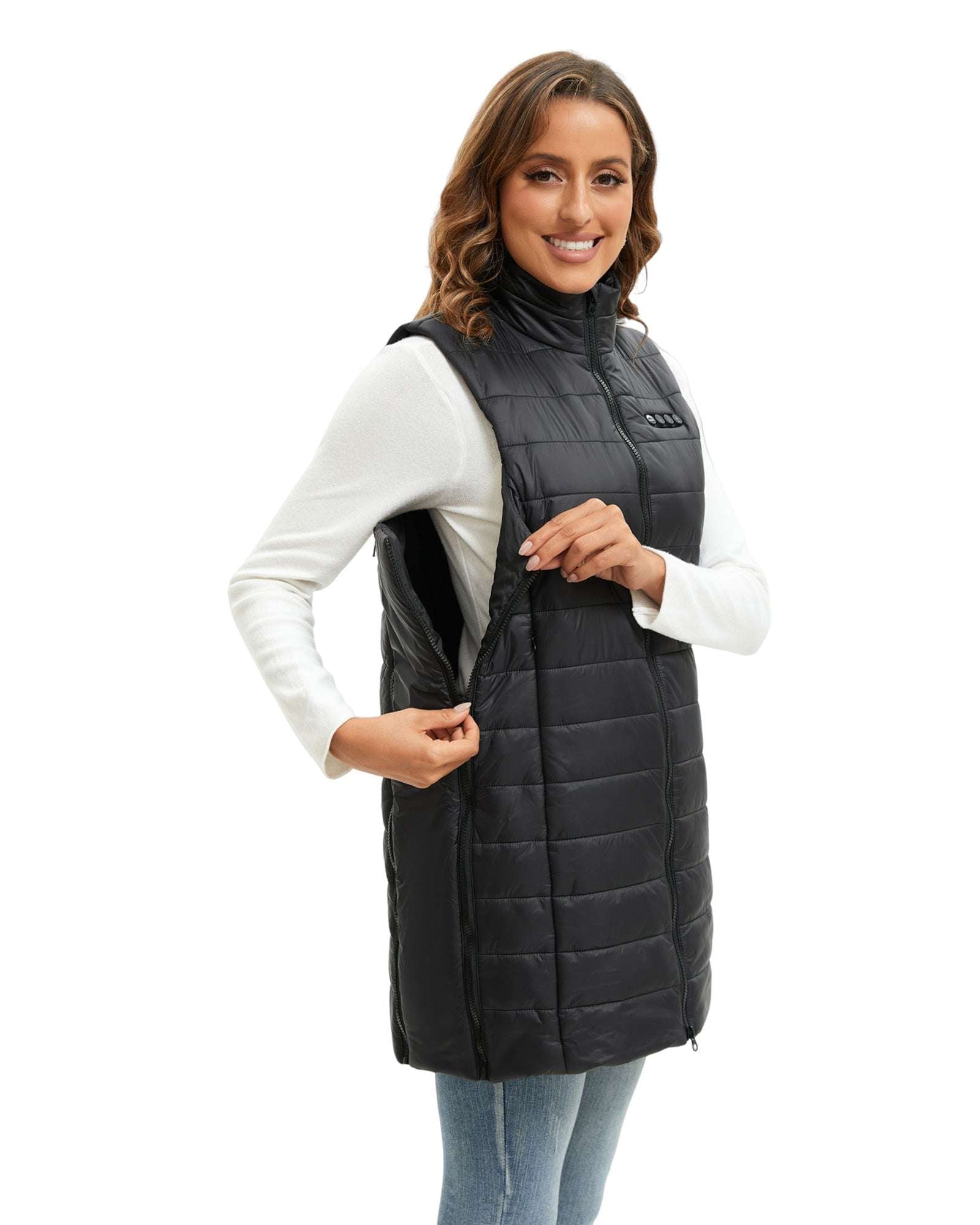 size adjustable heated vest with detachable size panels