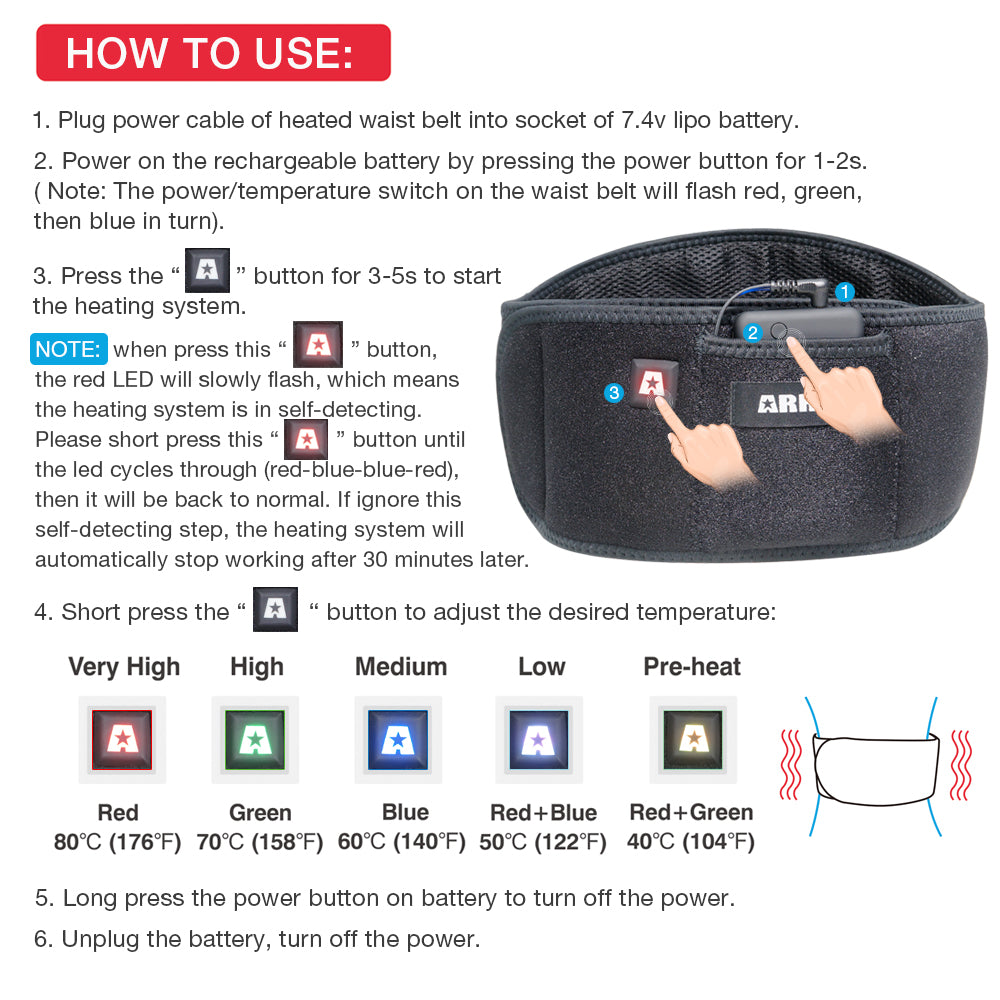 ARRIS Heating Waist Belt/Heated BackStraps for Back Pain Relief with Battery