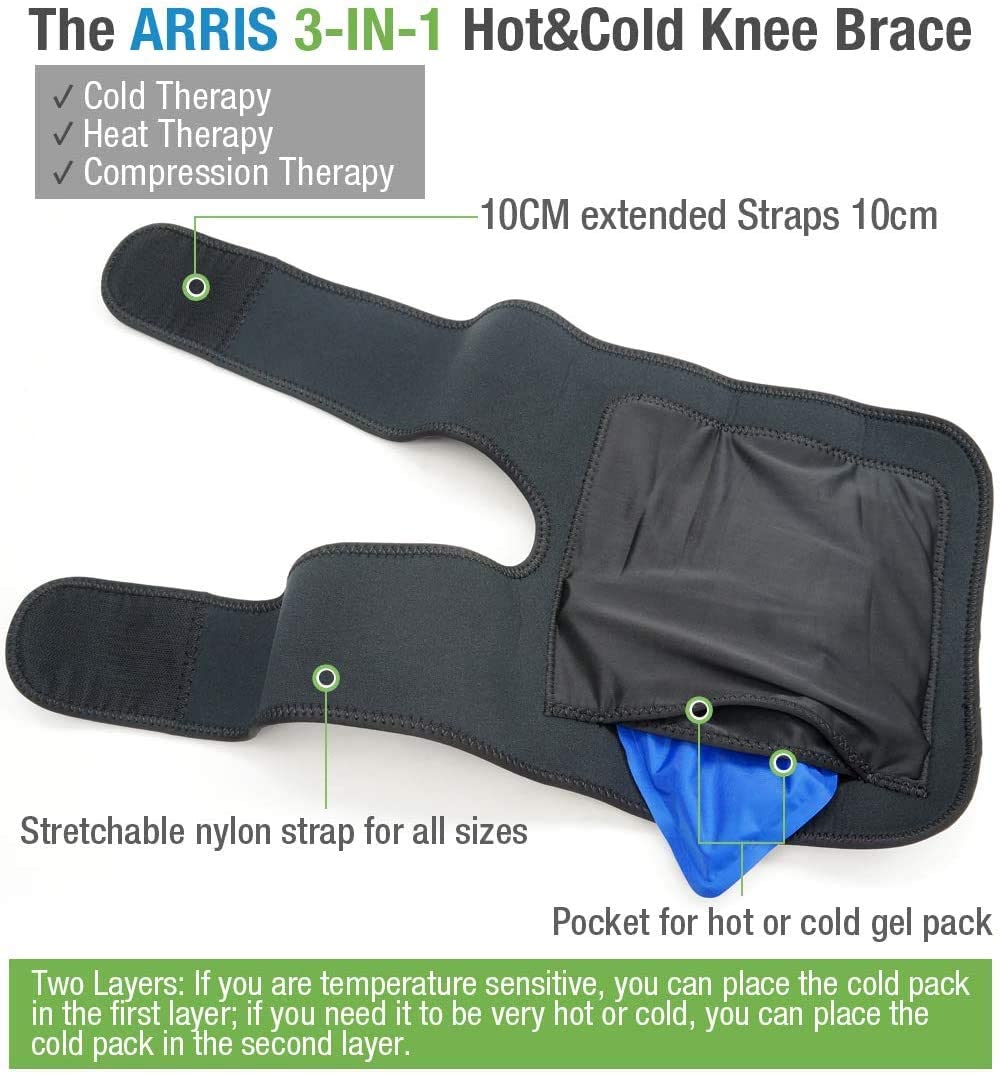 ARRIS Ice Pack for Knee Injuries, Reusable Knee Wrap Ice Knee Brace
