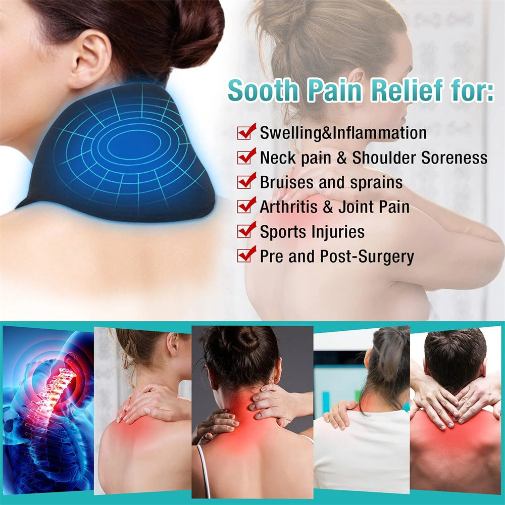 ARRIS Neck Ice Pack Wrap, Cold Compress Therapy for Cervical, Shoulder Pain Relief, Reusable Cooling Gel Packs for Swelling, Injuries, Headache