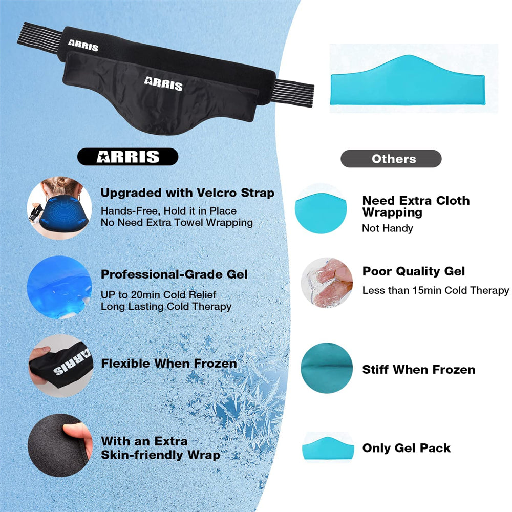 ARRIS Neck Ice Pack Wrap, Cold Compress Therapy for Cervical, Shoulder Pain Relief, Reusable Cooling Gel Packs for Swelling, Injuries, Headache