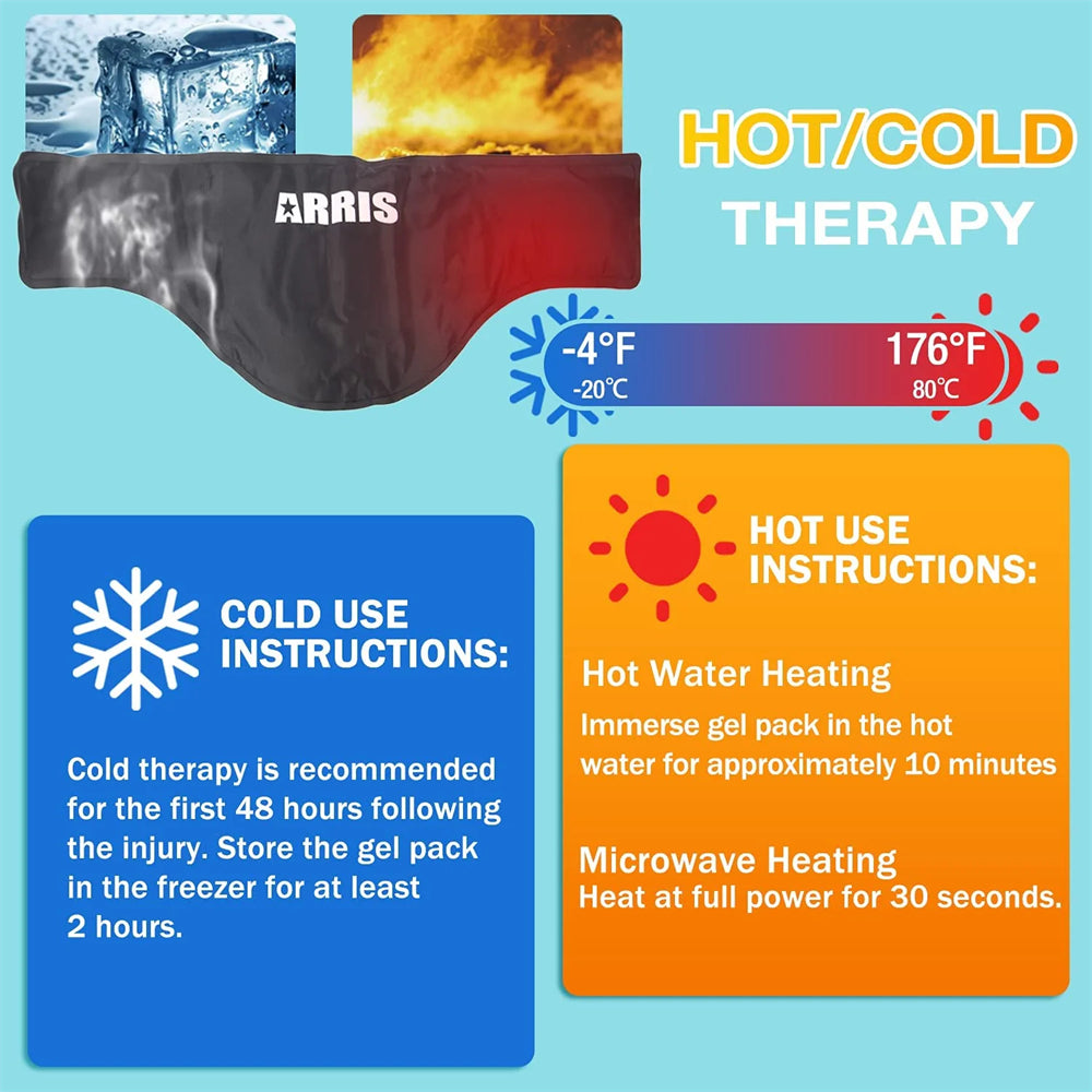 ARRIS Neck Ice Pack Wrap, Cold Compress Therapy for Cervical, Shoulder Pain Relief, Reusable Cooling Gel Packs for Swelling, Injuries, Headache