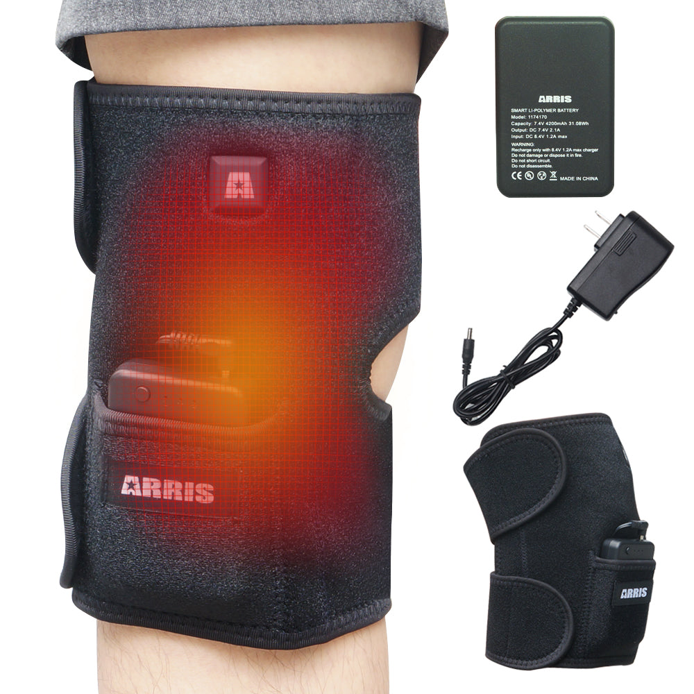ARRIS 7.4V 4200mah Battery Therapy Heated Knee Pad Wrap and Electric Heat Knee Brace for Pain Relief